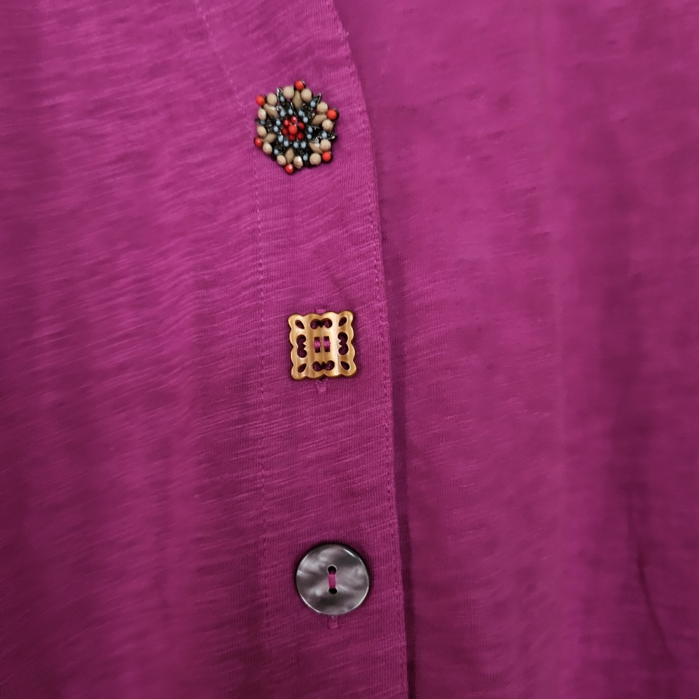 Soft Surroundings Danielle Mixed Button Shirt Dress SP Boho Artsy Resortwear - Picture 3 of 14